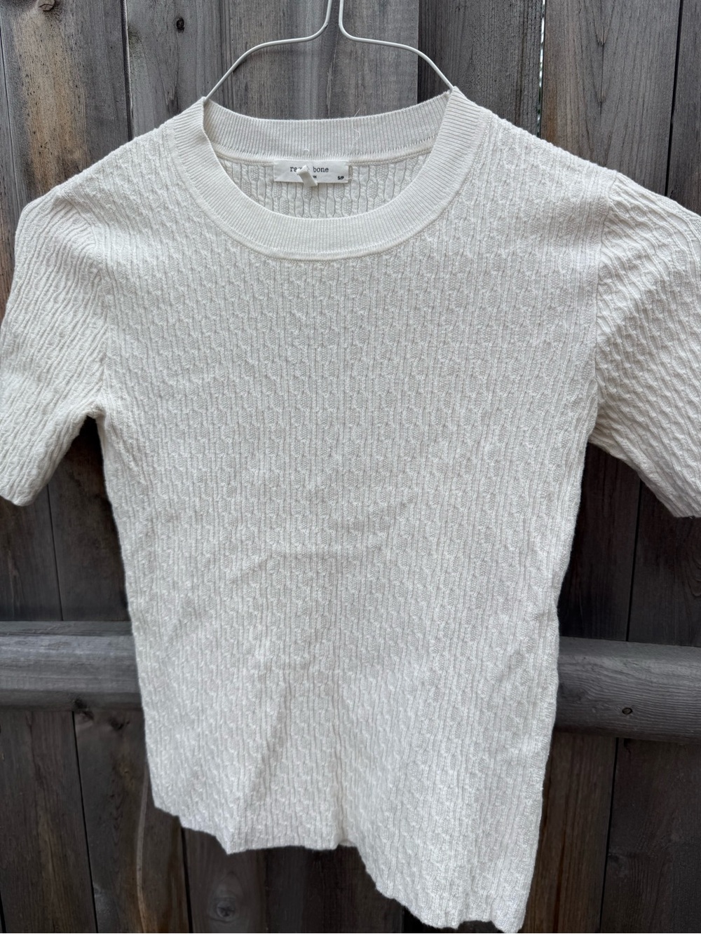 rag & bone Ivory Short-Sleeve Textured Knit Tee